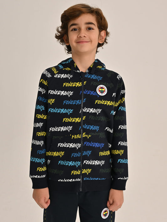 Fenerbahçe Lacivert Tribün Pattern Çocuk Sweatshirt