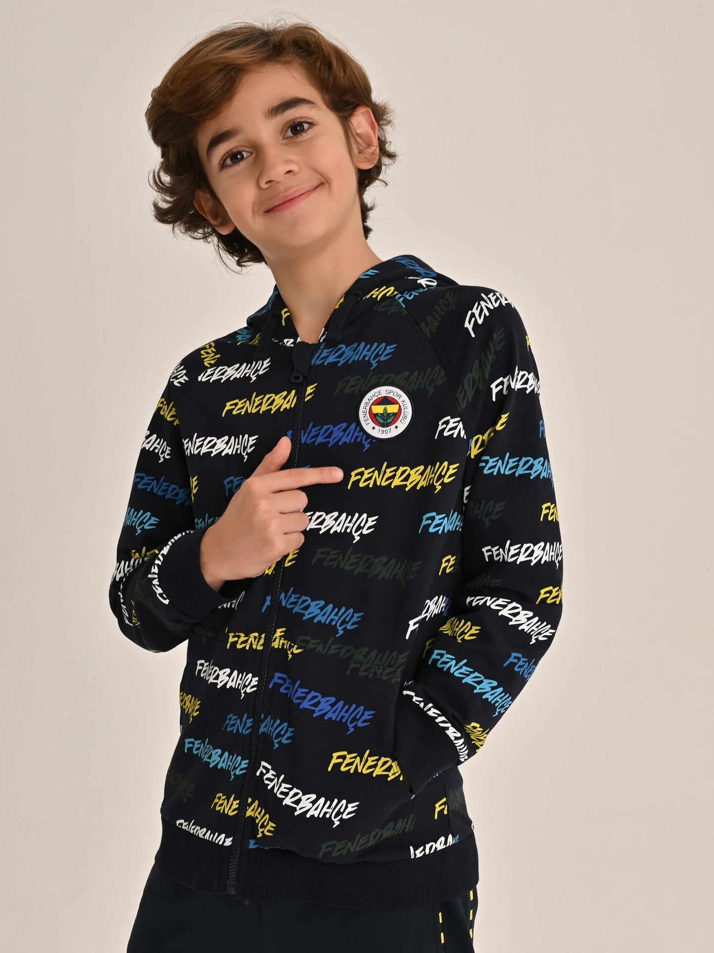 Fenerbahçe Lacivert Tribün Pattern Çocuk Sweatshirt