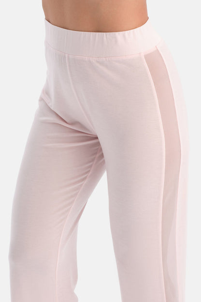 Pembe Yanı Tül Detaylı Basic Pantolon