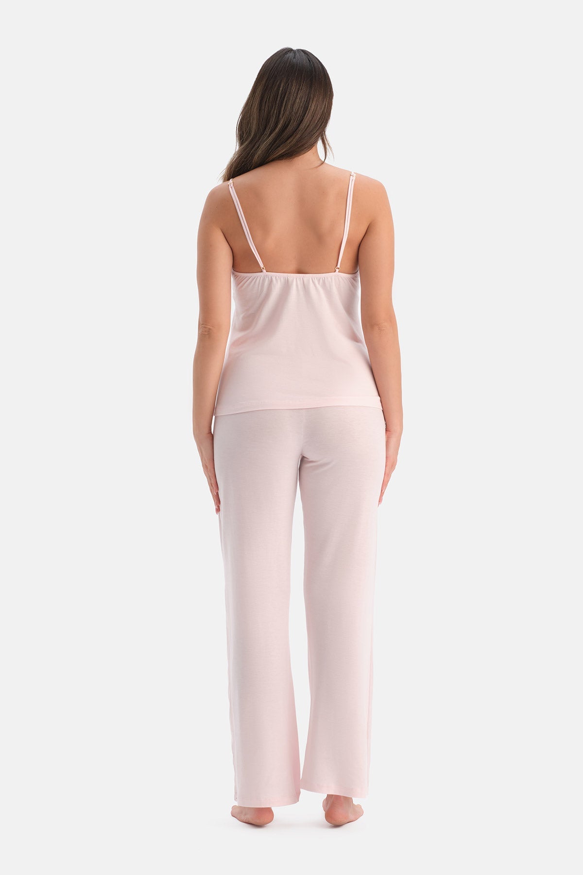 Pembe Yanı Tül Detaylı Basic Pantolon