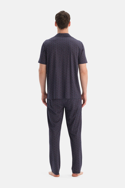Geometrik Desenli Pamuk Modal Gömlek Pantolon Takim