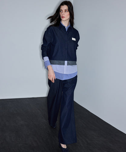 Kontrast Bel Wide Leg Pantolon