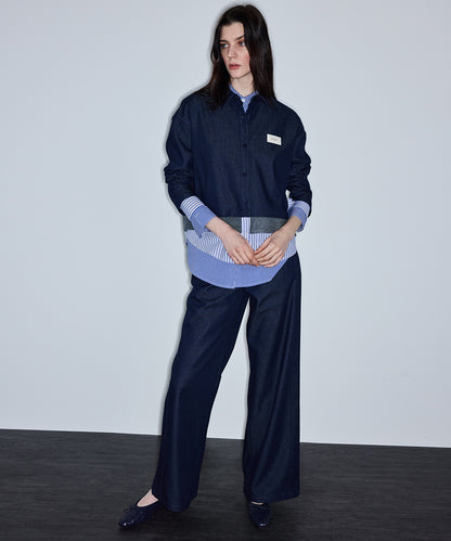 Kontrast Bel Wide Leg Pantolon