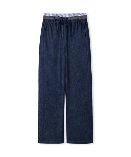 Kontrast Bel Wide Leg Pantolon