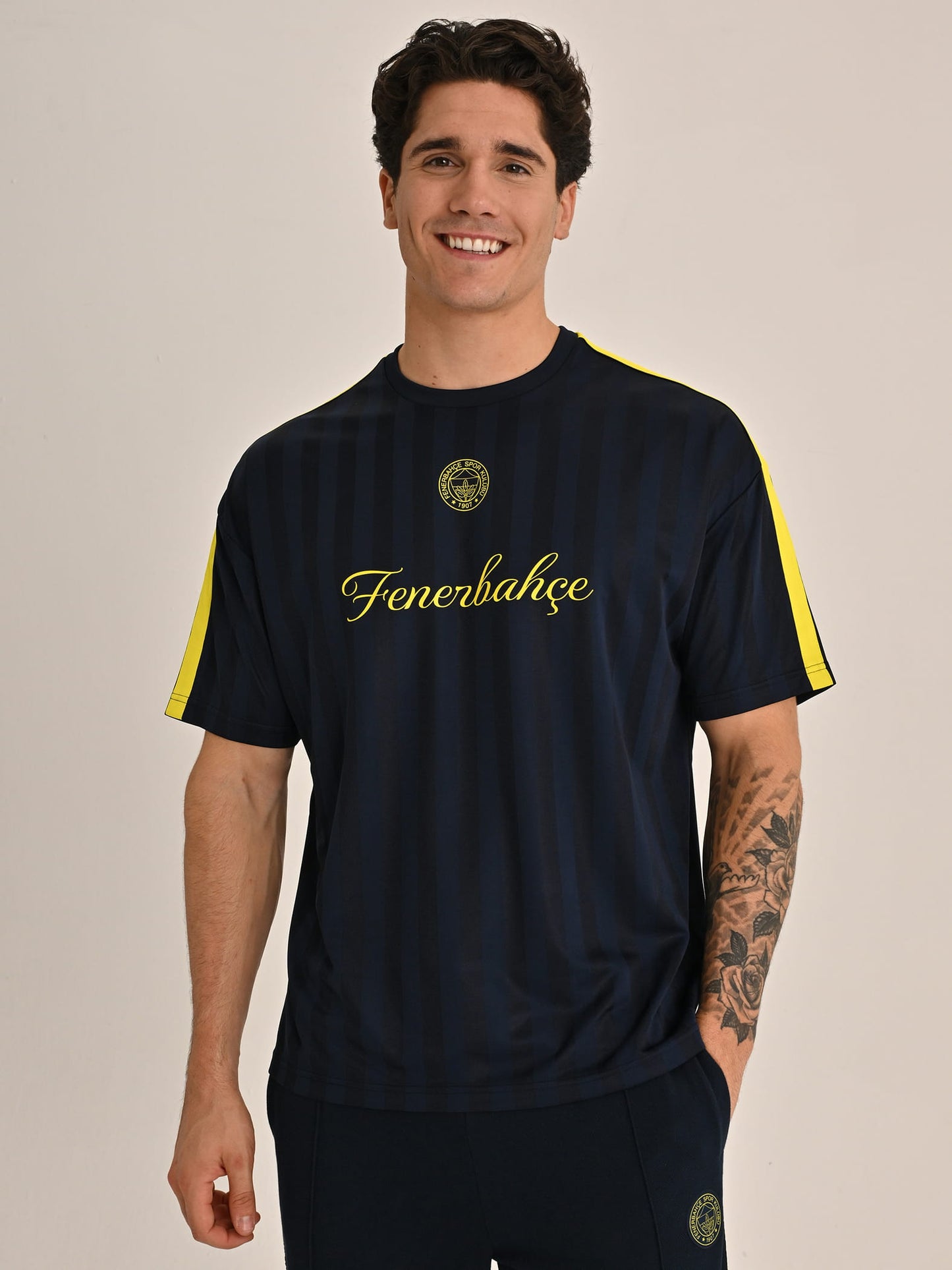 Fenerbahçe Lacivert Tribün Jakarlı Erkek Oversize Tshirt