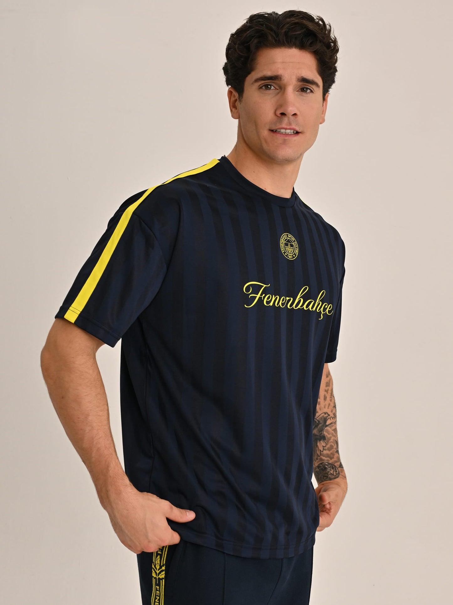 Fenerbahçe Lacivert Tribün Jakarlı Erkek Oversize Tshirt
