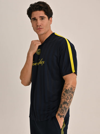 Fenerbahçe Lacivert Tribün Jakarlı Erkek Oversize Tshirt