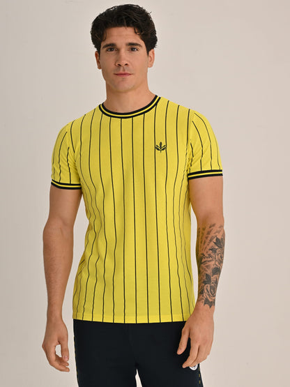 Fenerbahçe Sarı Tribün Ince Çizgili Erkek Tshirt