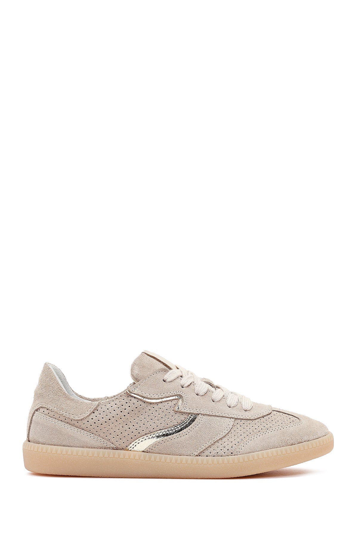 Kadın Bej Bağcıklı Süet Deri Sneaker