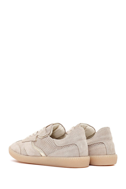 Kadın Bej Bağcıklı Süet Deri Sneaker