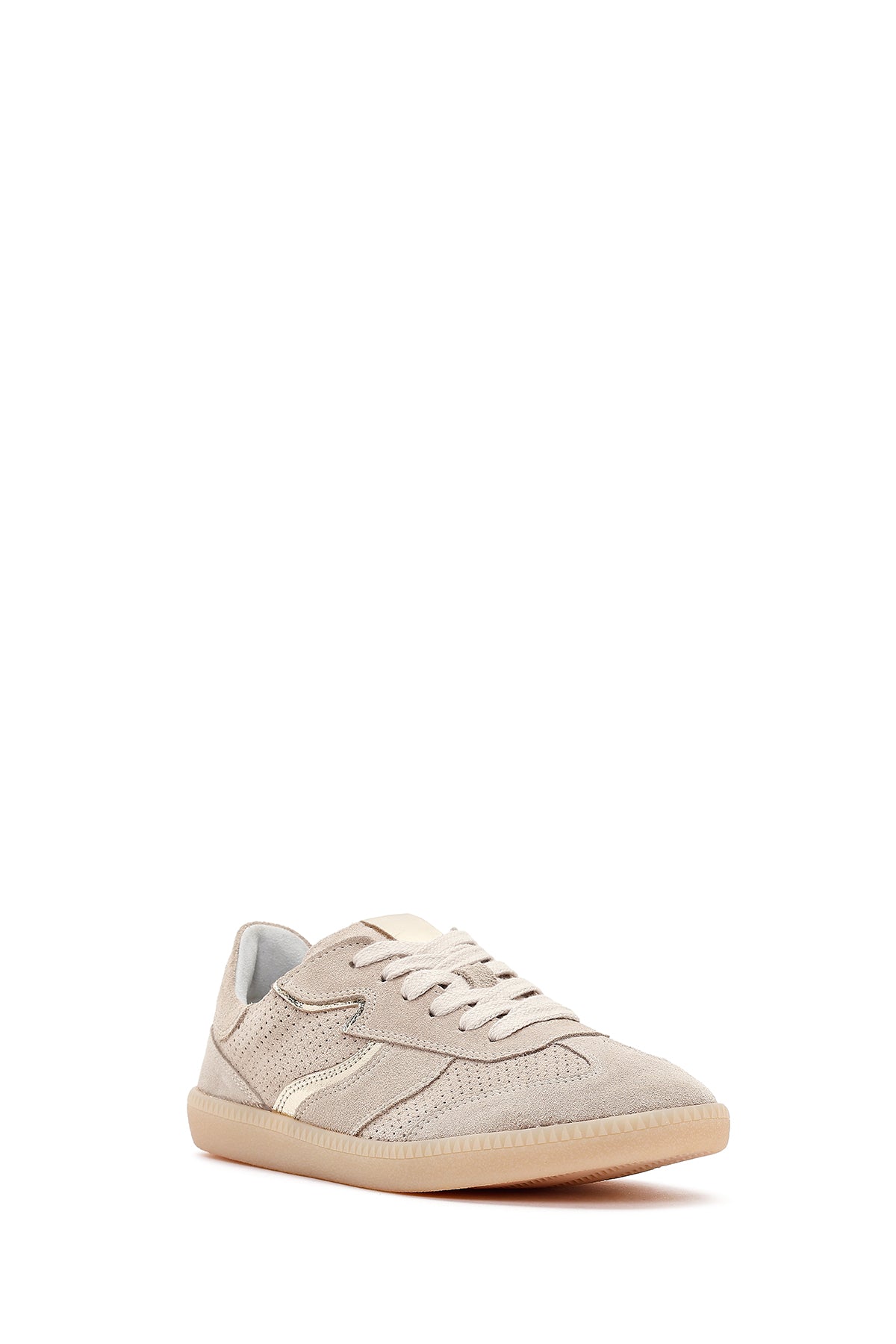 Kadın Bej Bağcıklı Süet Deri Sneaker