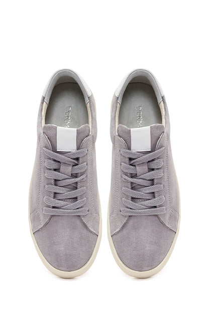 Kadın Gri Bağcıklı Süet Deri Sneaker