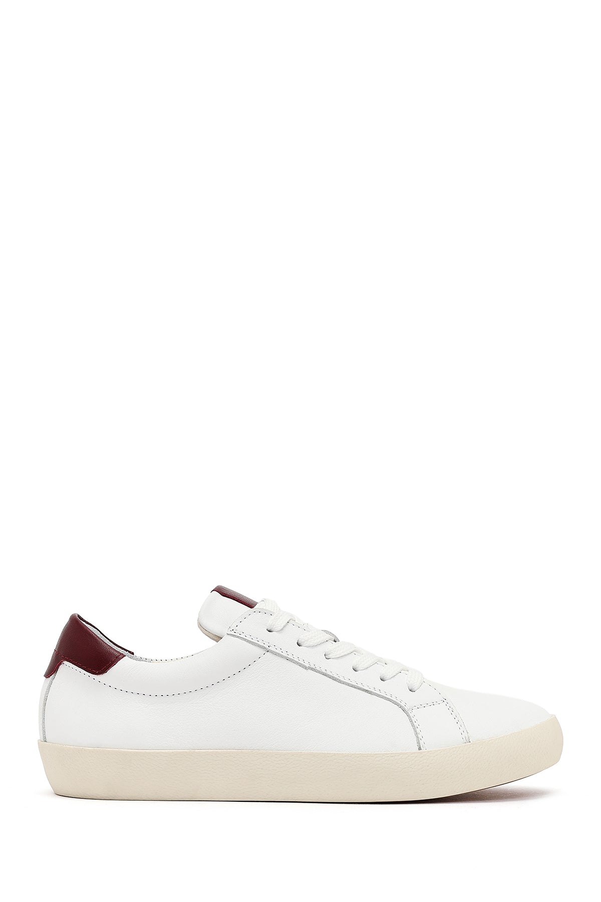 Kadın Beyaz Bağcıklı Deri Sneaker