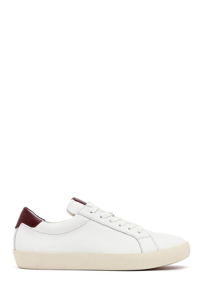 Kadın Beyaz Bağcıklı Deri Sneaker