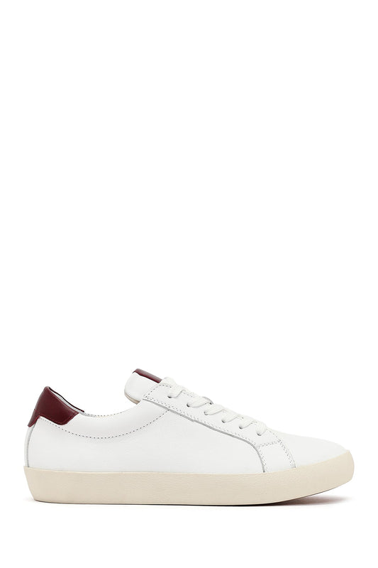 Kadın Beyaz Bağcıklı Deri Sneaker