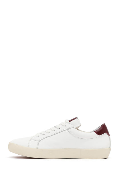 Kadın Beyaz Bağcıklı Deri Sneaker