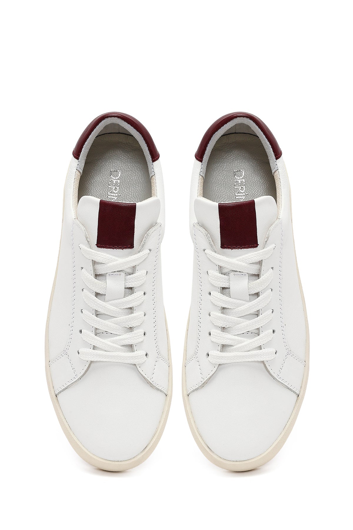 Kadın Beyaz Bağcıklı Deri Sneaker