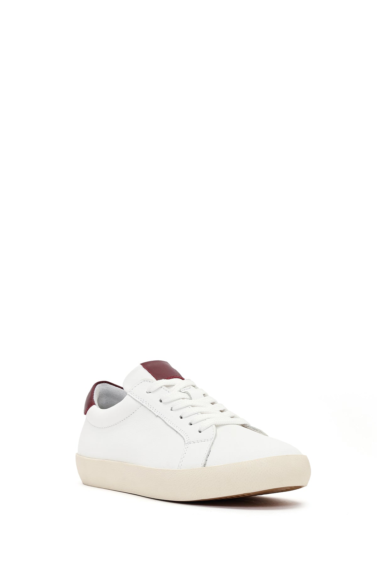 Kadın Beyaz Bağcıklı Deri Sneaker