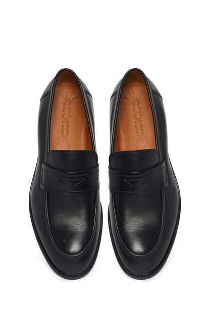 Erkek Siyah Deri Klasik Loafer