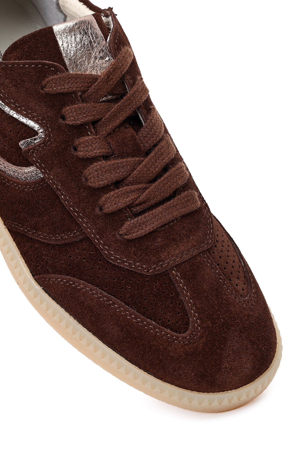 Kadın Kahverengi Bağcıklı Süet Deri Sneaker
