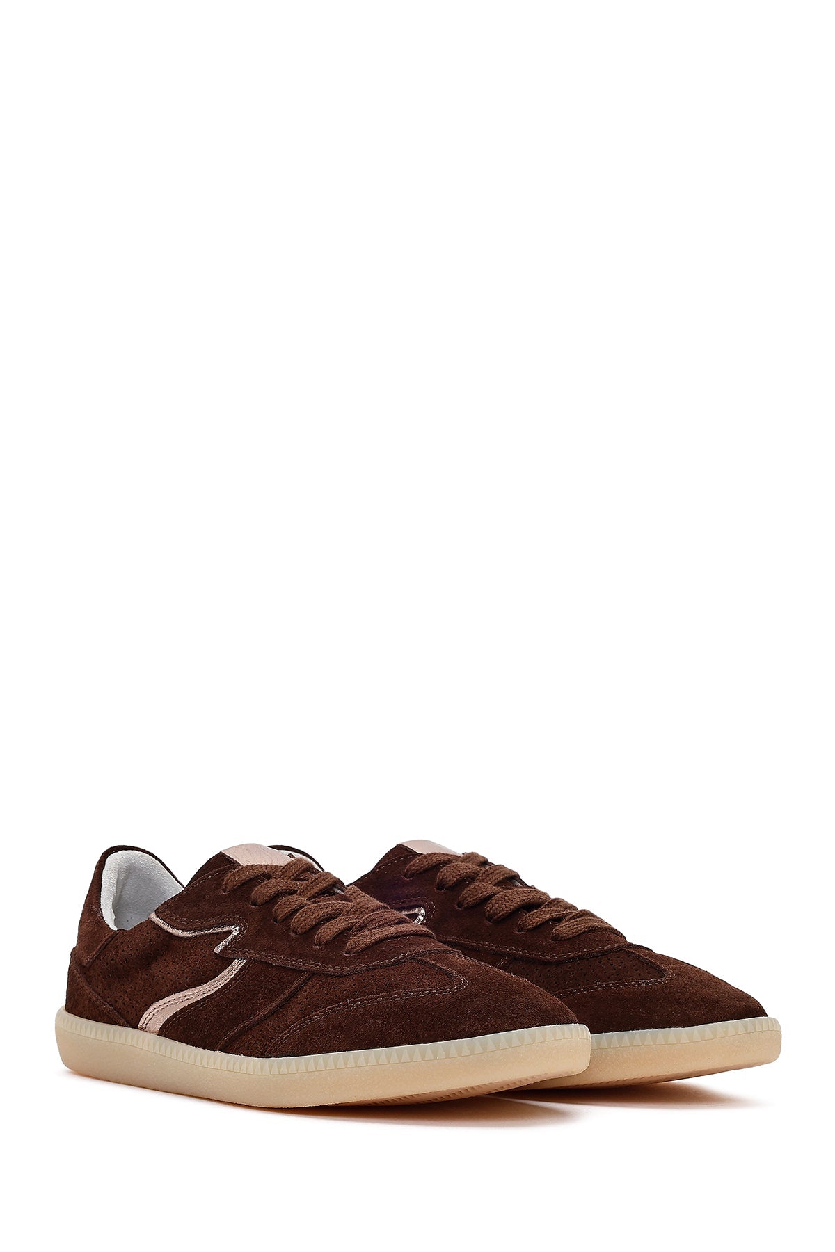 Kadın Kahverengi Bağcıklı Süet Deri Sneaker