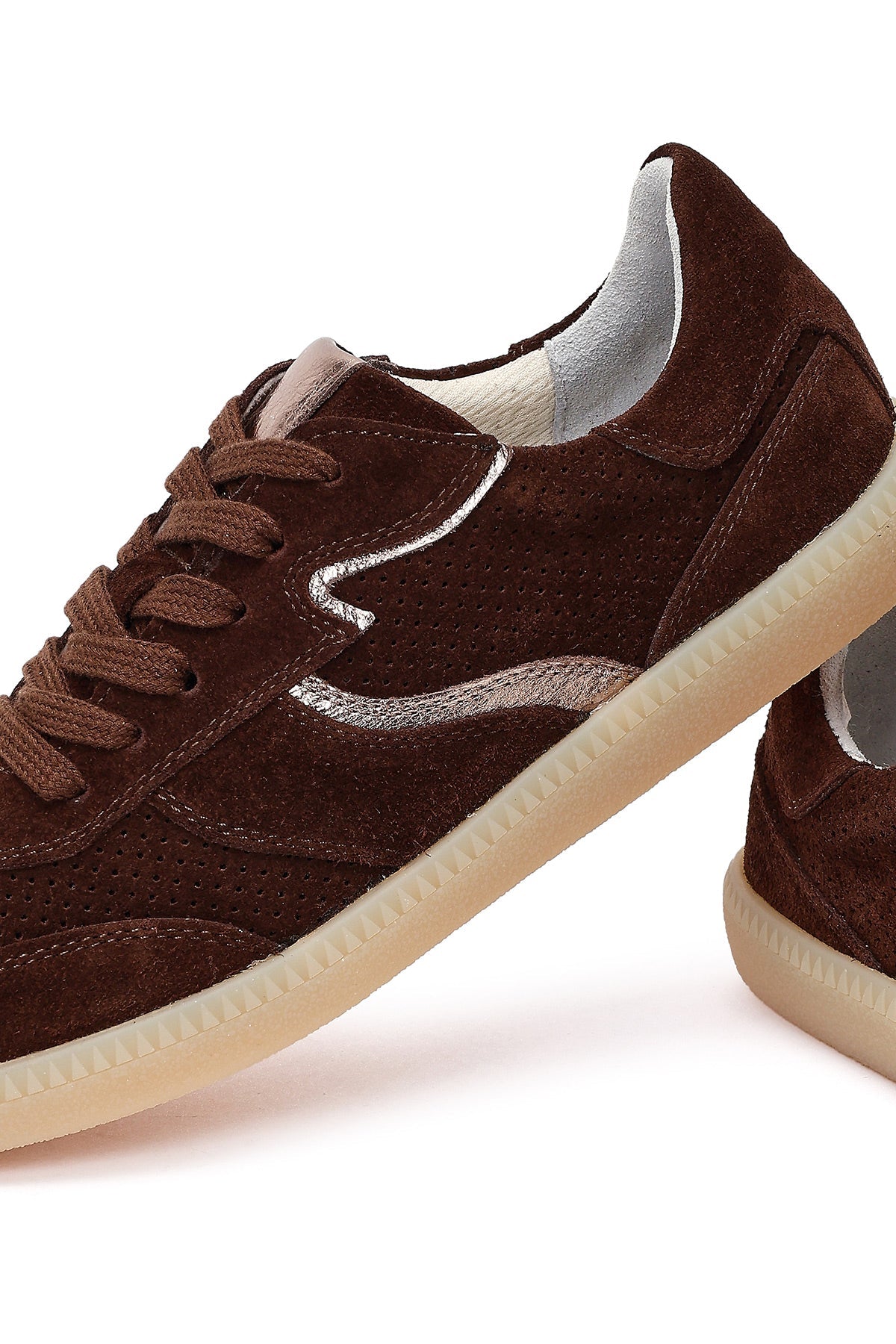 Kadın Kahverengi Bağcıklı Süet Deri Sneaker
