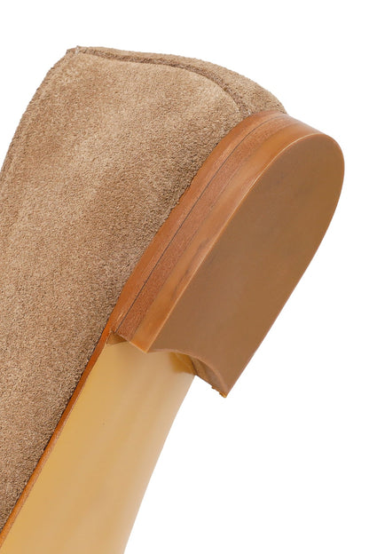 Kadın Bej Süet Deri Maskülen Loafer