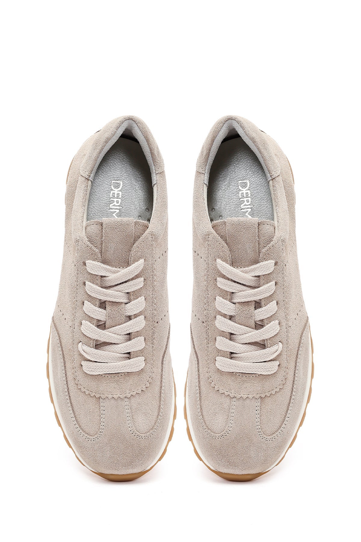 Kadın Bej Bağcıklı Süet Deri Sneaker