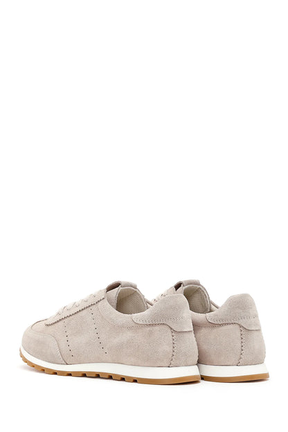 Kadın Bej Bağcıklı Süet Deri Sneaker