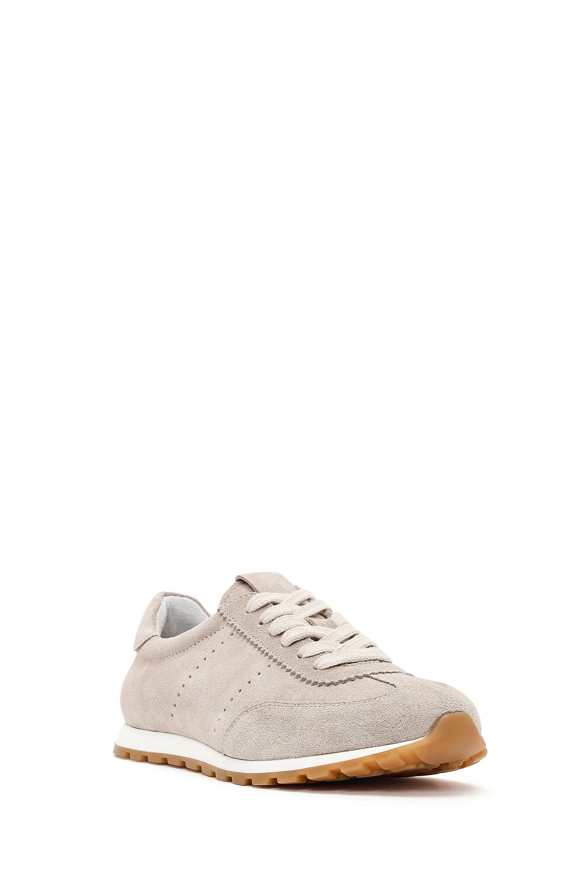 Kadın Bej Bağcıklı Süet Deri Sneaker
