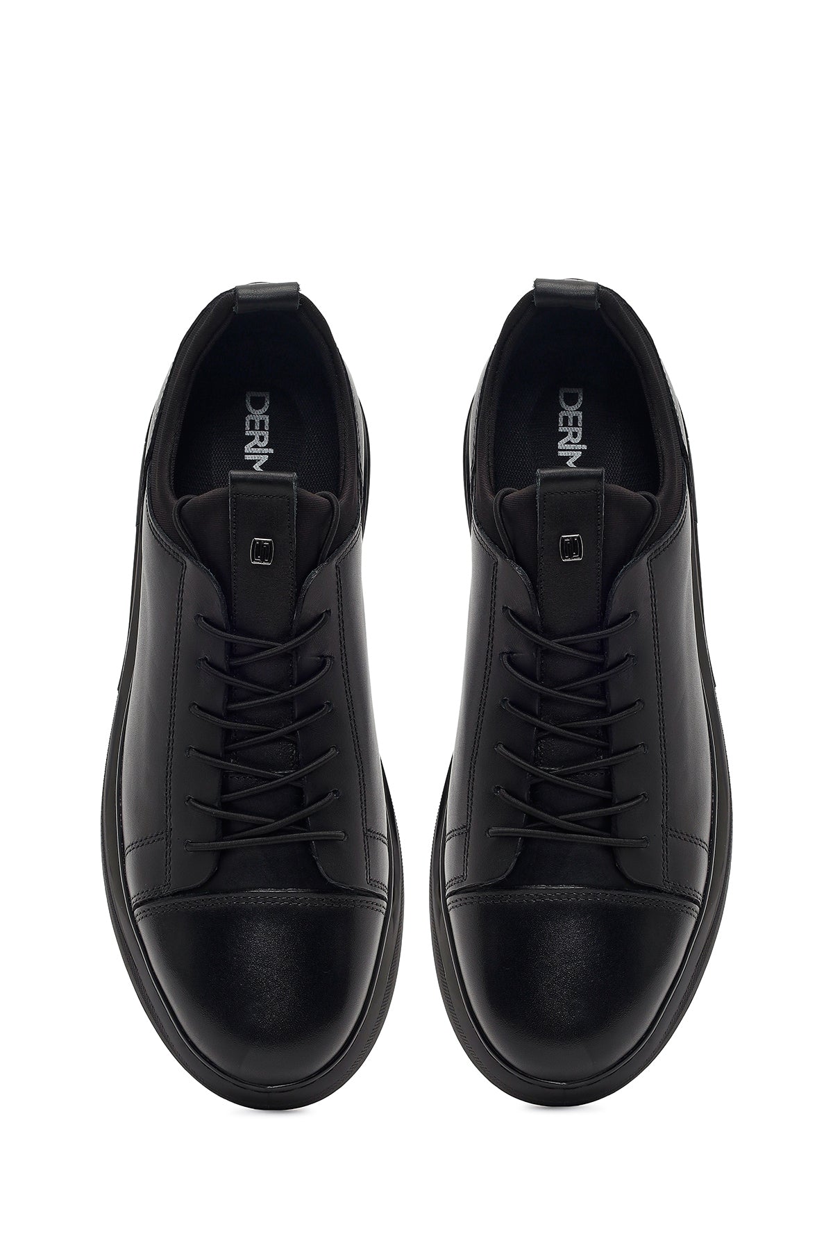Erkek Siyah Bağcıklı Kalın Tabanlı Deri Sneaker