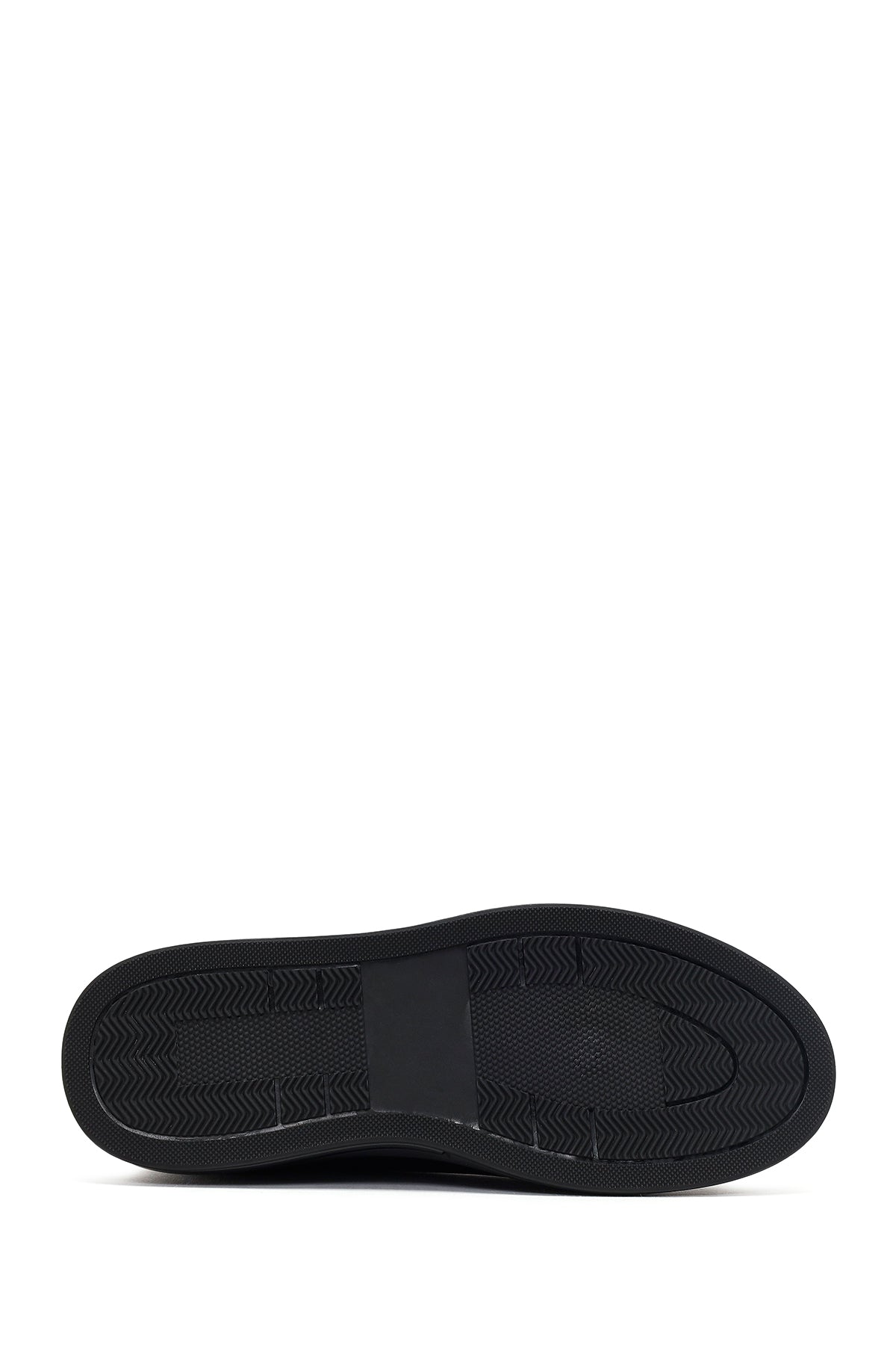 Erkek Siyah Bağcıklı Kalın Tabanlı Deri Sneaker