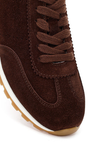 Kadın Kahverengi Bağcıklı Süet Deri Sneaker