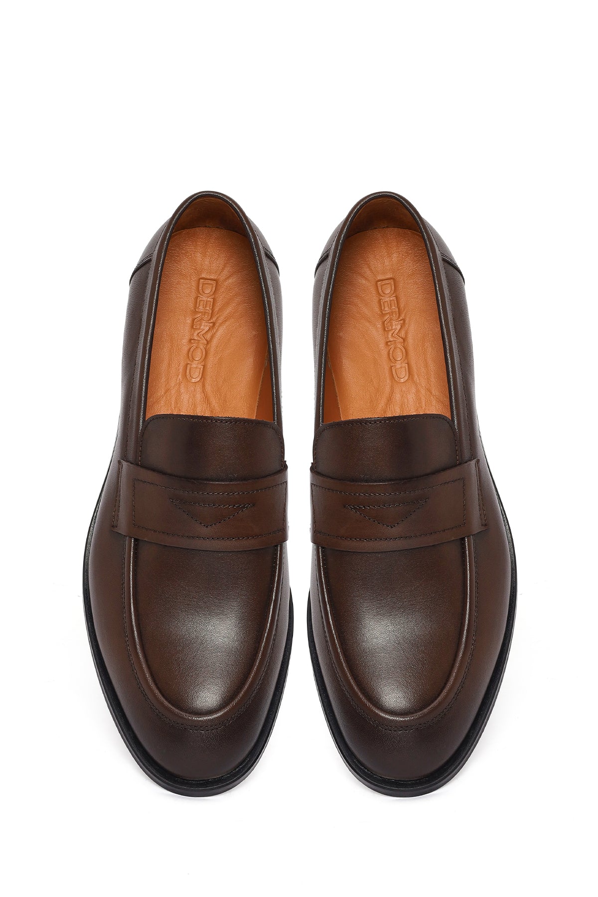 Erkek Kahverengi Deri Klasik Loafer