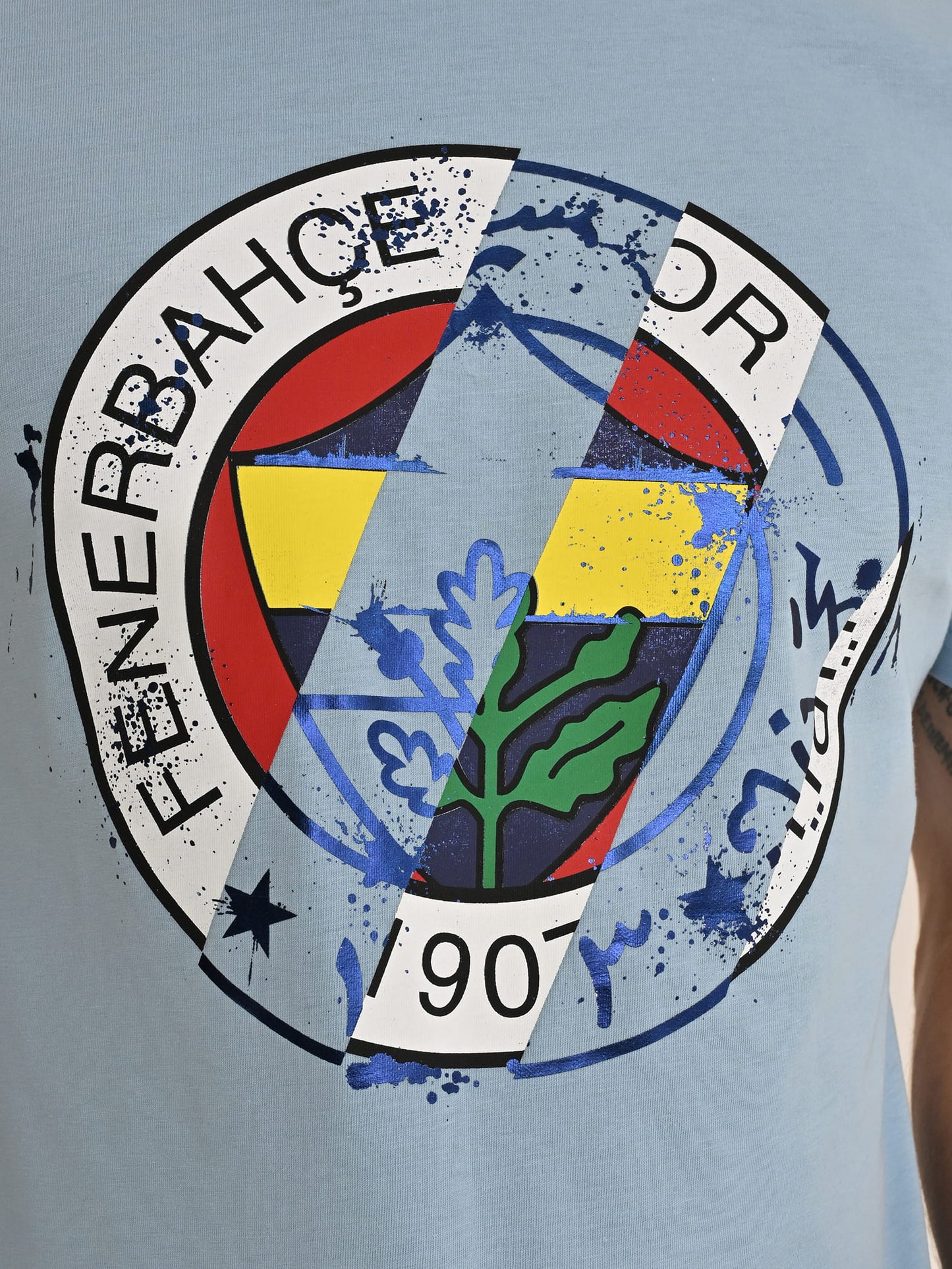Fenerbahçe Mavi Tribün Iki Logolu Erkek Tshirt