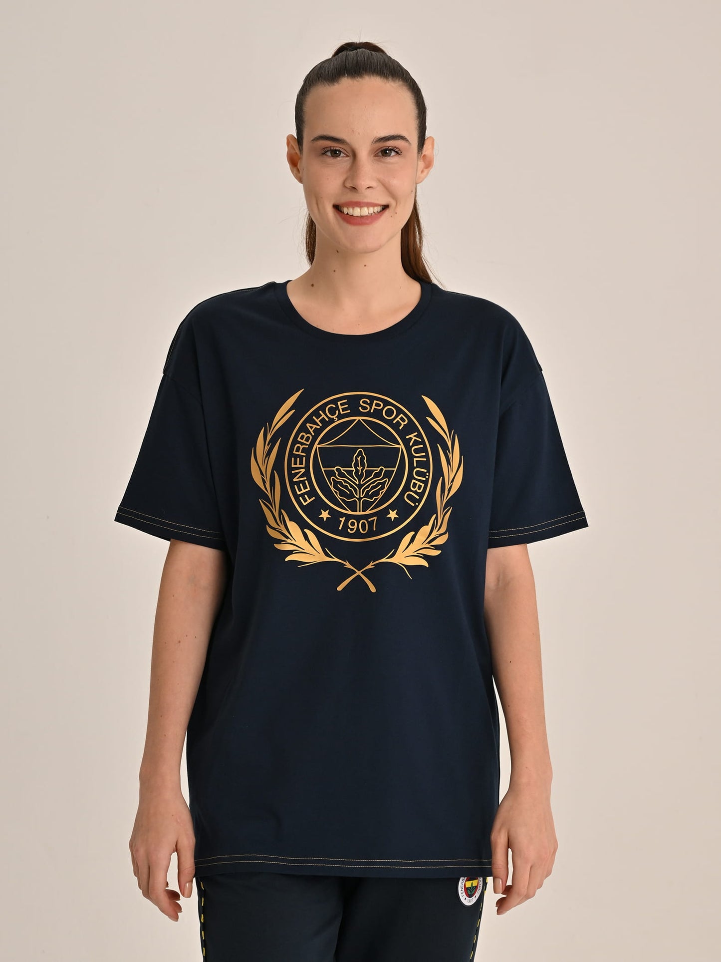 Fenerbahçe Lacivert Kolej Gold Çelenk Kadın Tshirt