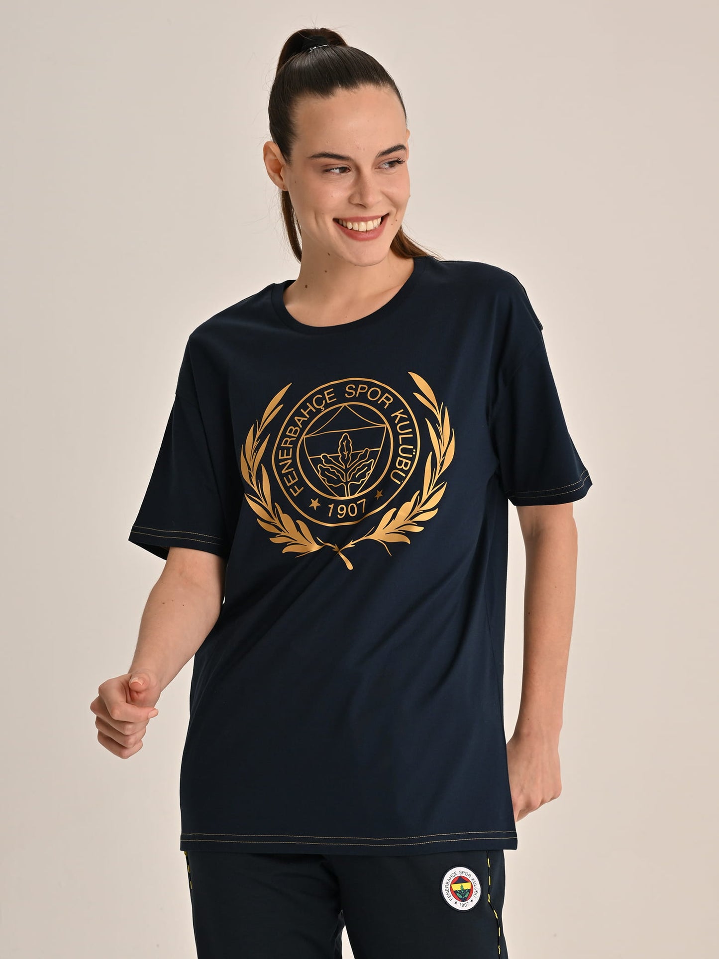 Fenerbahçe Lacivert Kolej Gold Çelenk Kadın Tshirt