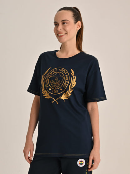 Fenerbahçe Lacivert Kolej Gold Çelenk Kadın Tshirt