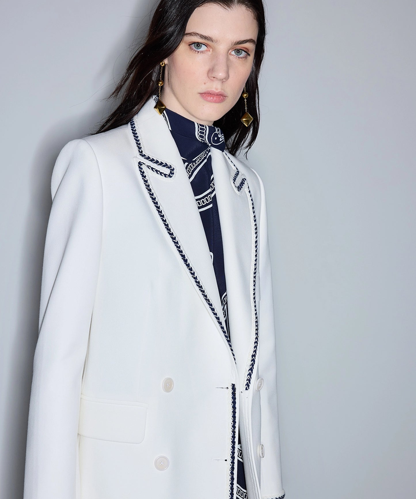 Kontrast Şeritli Kruvaze Blazer