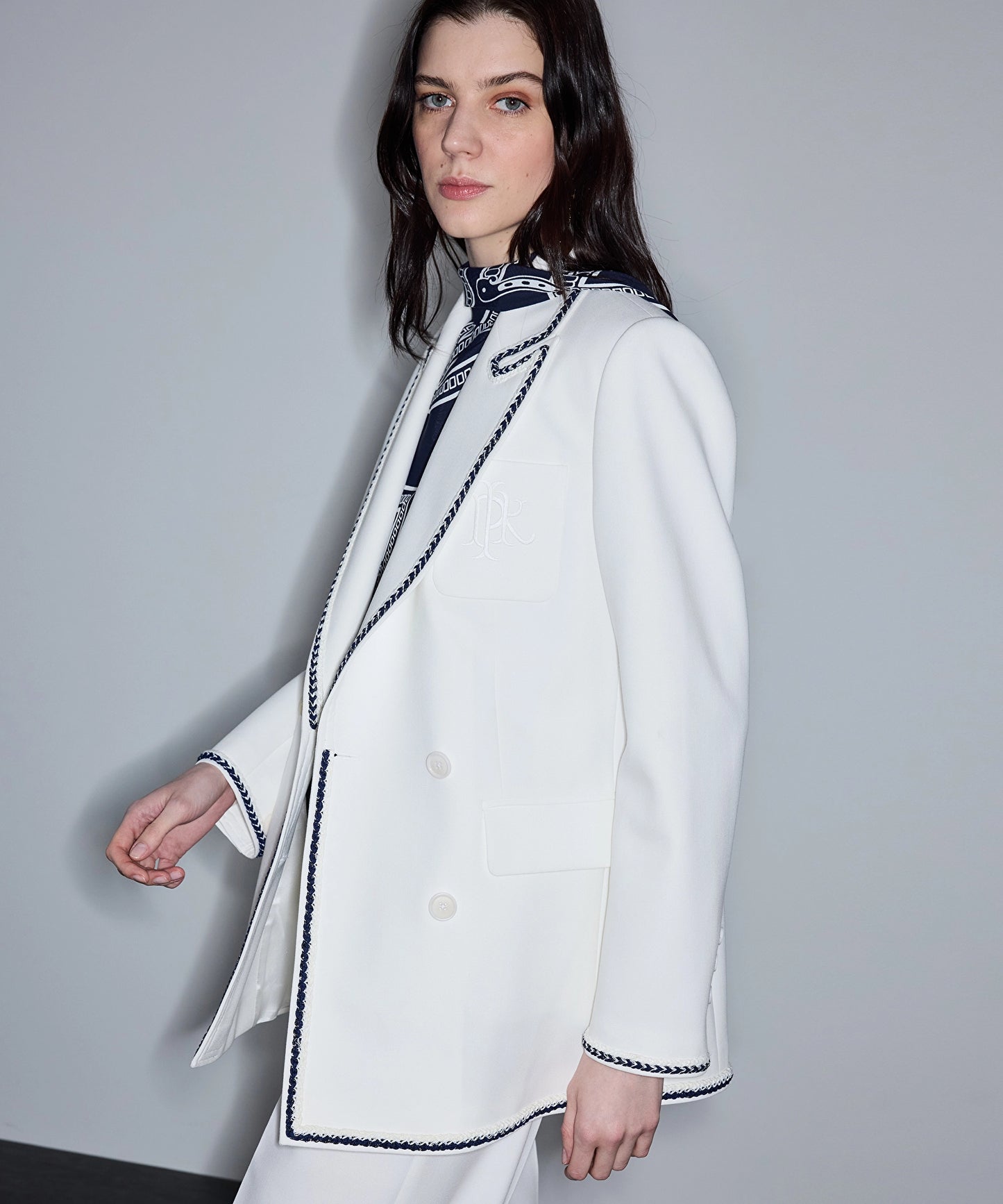 Kontrast Şeritli Kruvaze Blazer