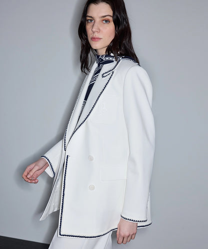 Kontrast Şeritli Kruvaze Blazer