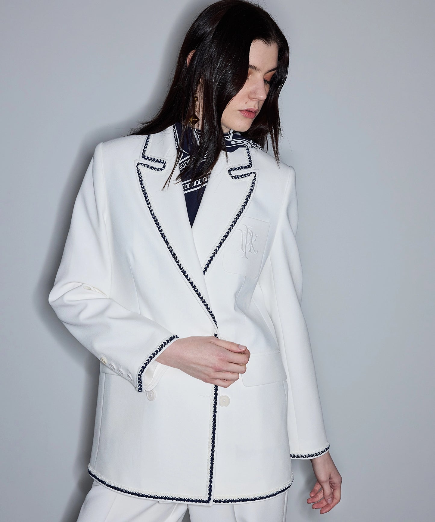 Kontrast Şeritli Kruvaze Blazer