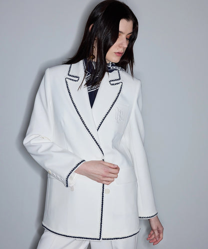 Kontrast Şeritli Kruvaze Blazer