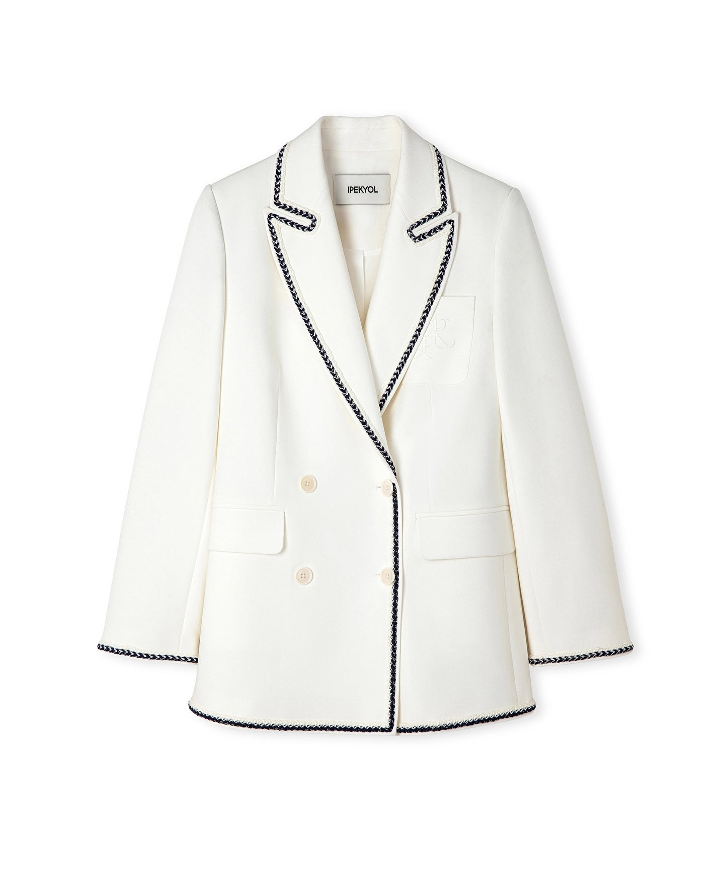 Kontrast Şeritli Kruvaze Blazer