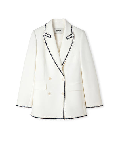 Kontrast Şeritli Kruvaze Blazer
