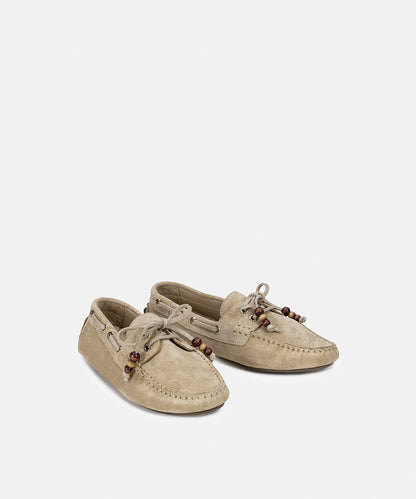 Boncuklu Süet Deri Loafer