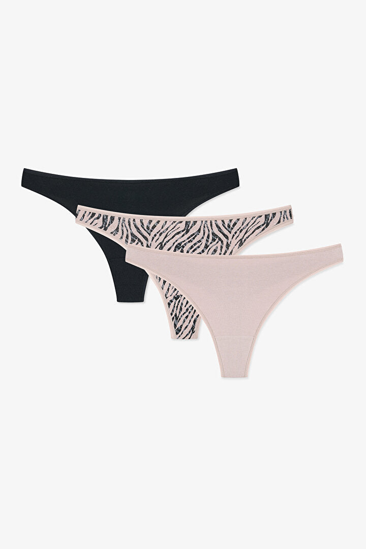 Renkli Zebra Dance 3'lü Tanga Külot