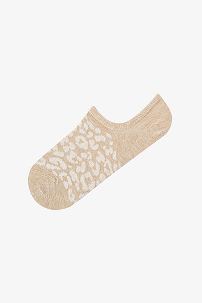 3 Çift Burun Dikişsiz Pamuklu Renkli Leopar Desenli Sneaker Çorap