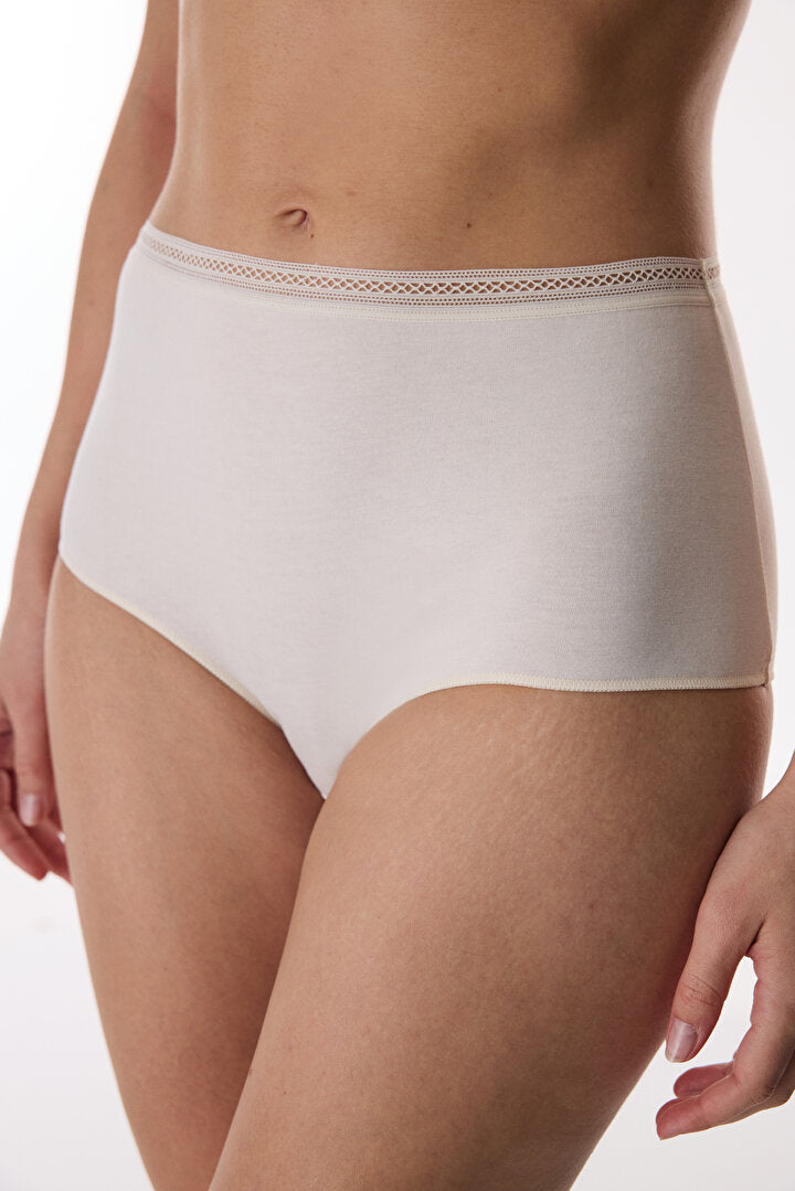 Bej Easy Pamuklu Trim Yüksek Bel Slip Külot