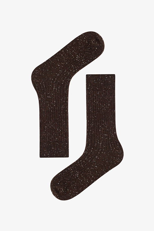 Kahverengi Erkek Ribbed Soket Çorap